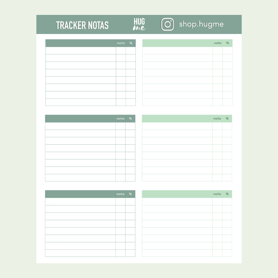 Hoja de Pegatinas Notas Tracker