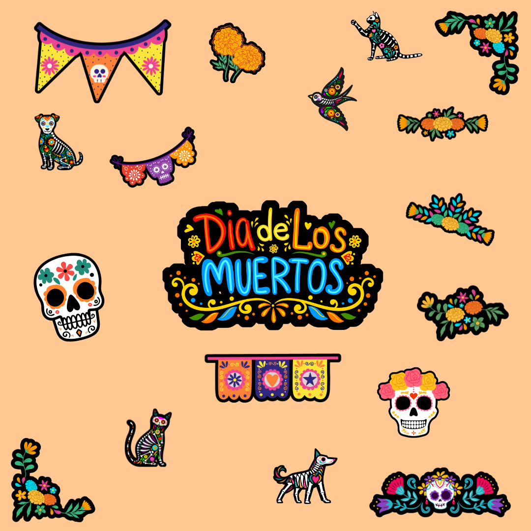 Hoja pegatinas Día de Muertos