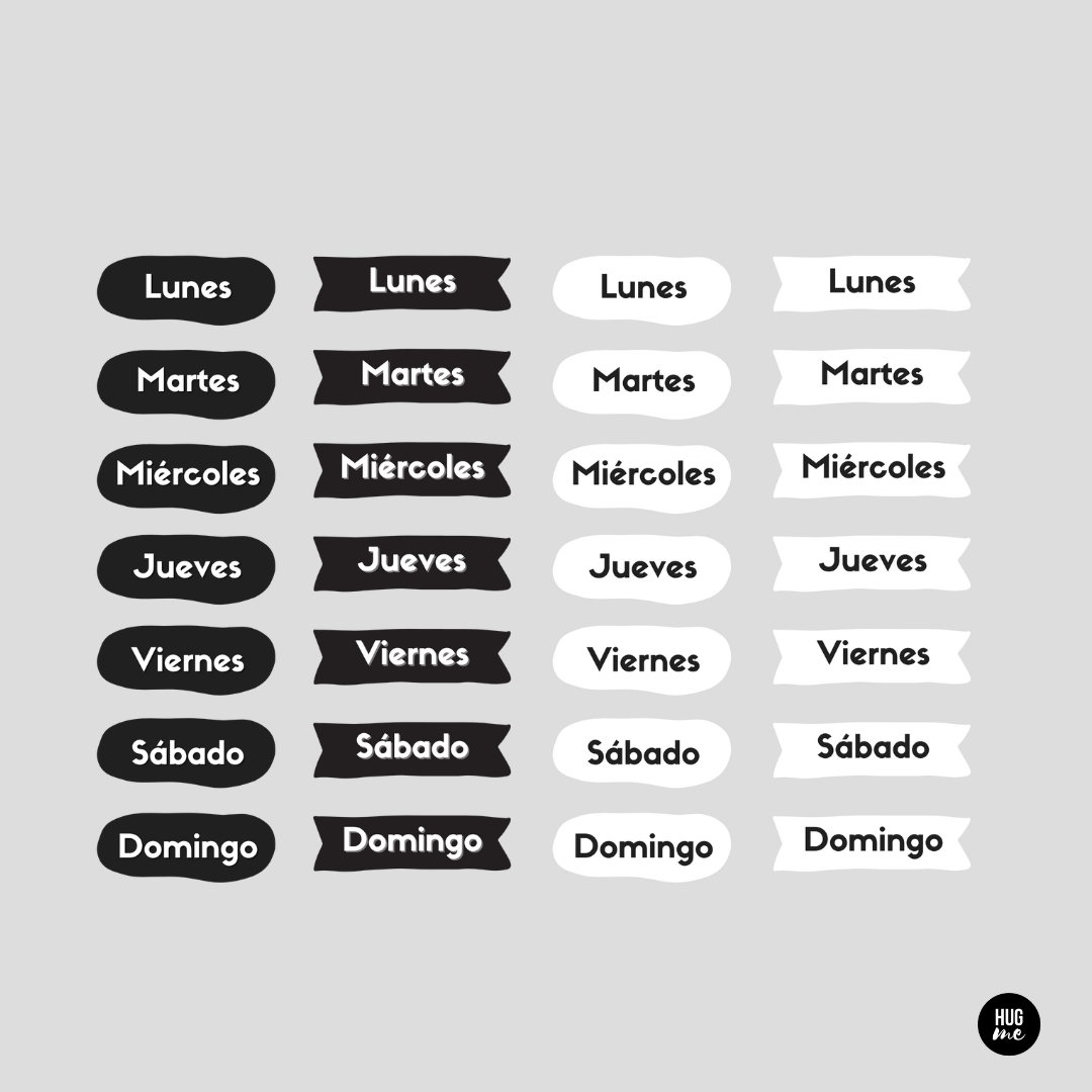 Hoja pegatinas Días de la semana