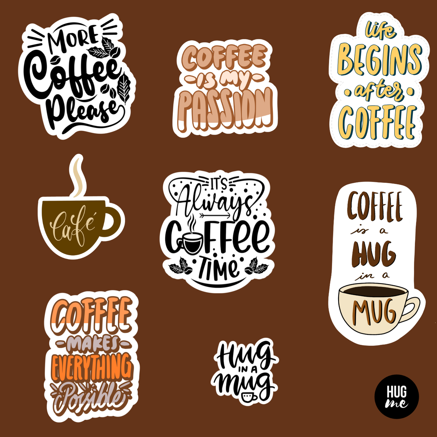 Hoja pegatinas Coffee Quotes