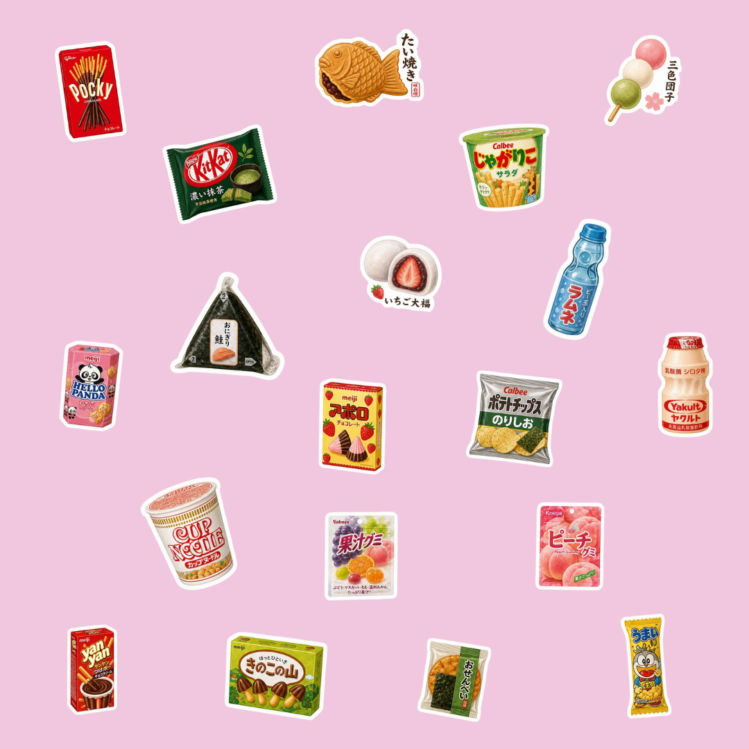 Hoja pegatinas Japanese Snacks