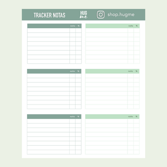 Hoja de Pegatinas Notas Tracker