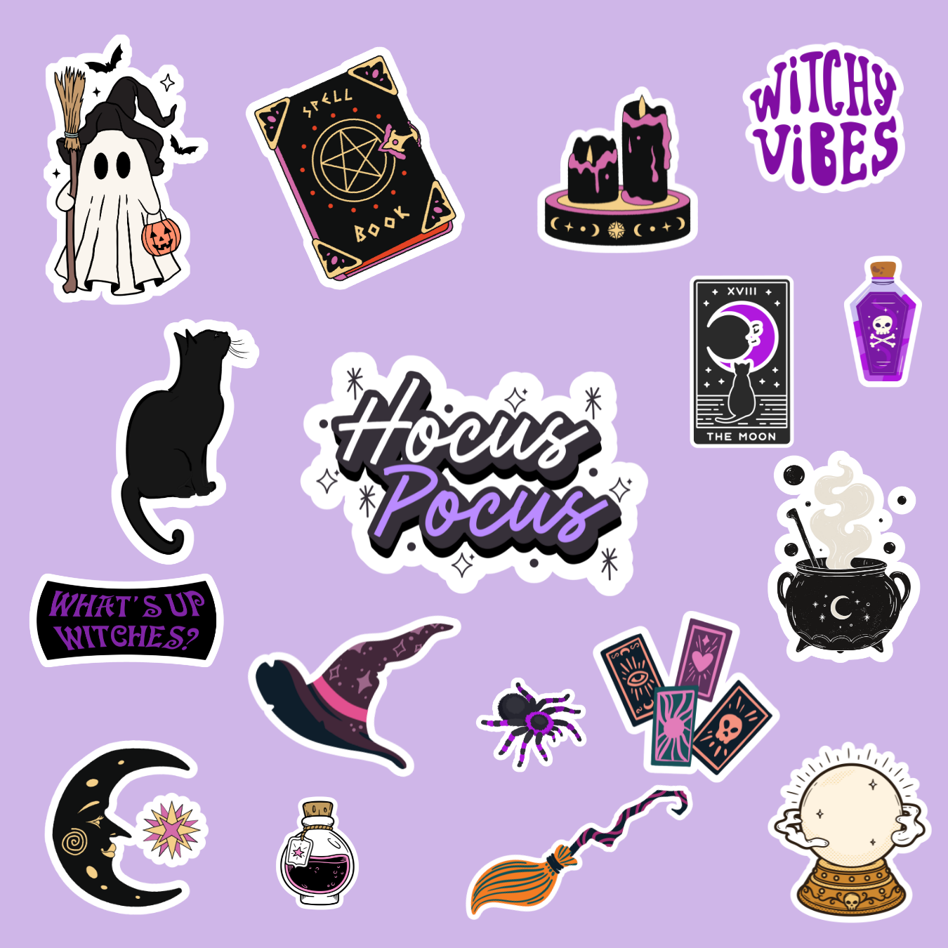 Hoja pegatinas Witchy