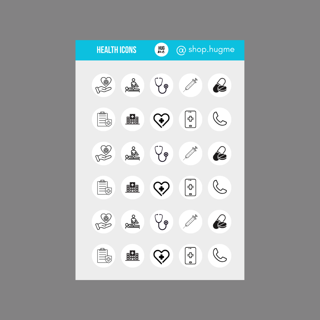 Hoja Pegatinas Icons Heatth