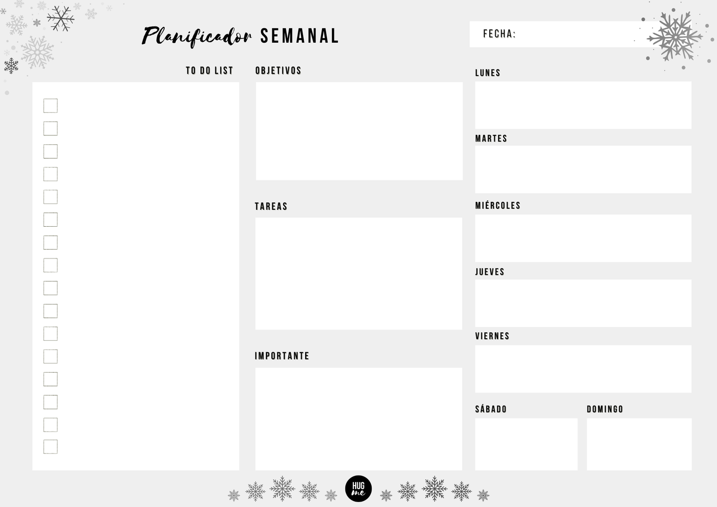 Planificador semanal A4