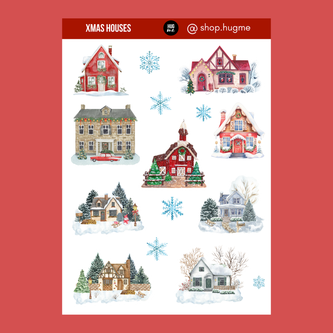 Hoja pegatinas Xmas Houses