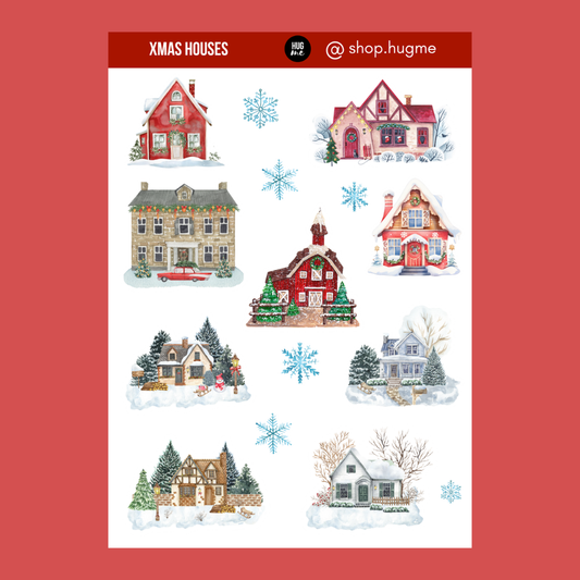 Hoja pegatinas Xmas Houses