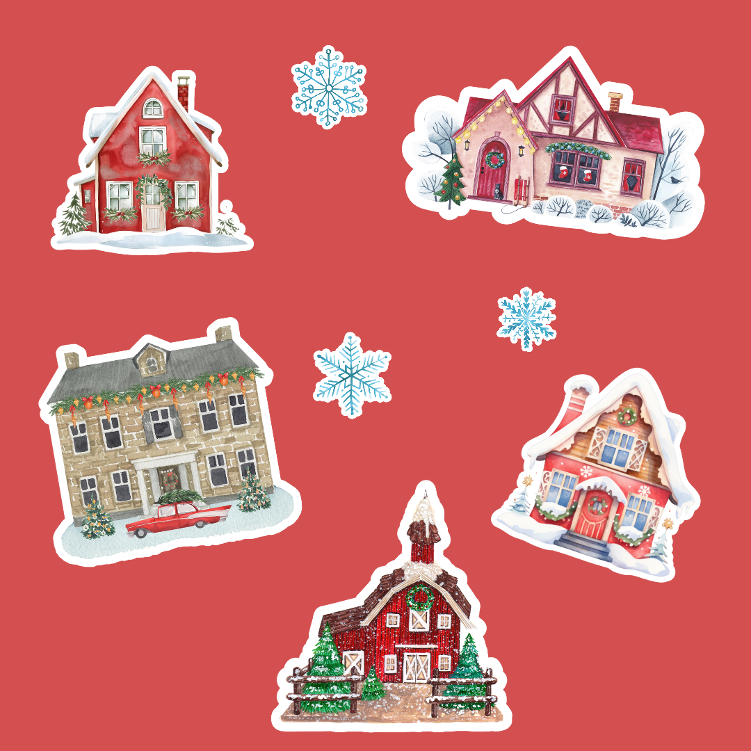 Hoja pegatinas Xmas Houses