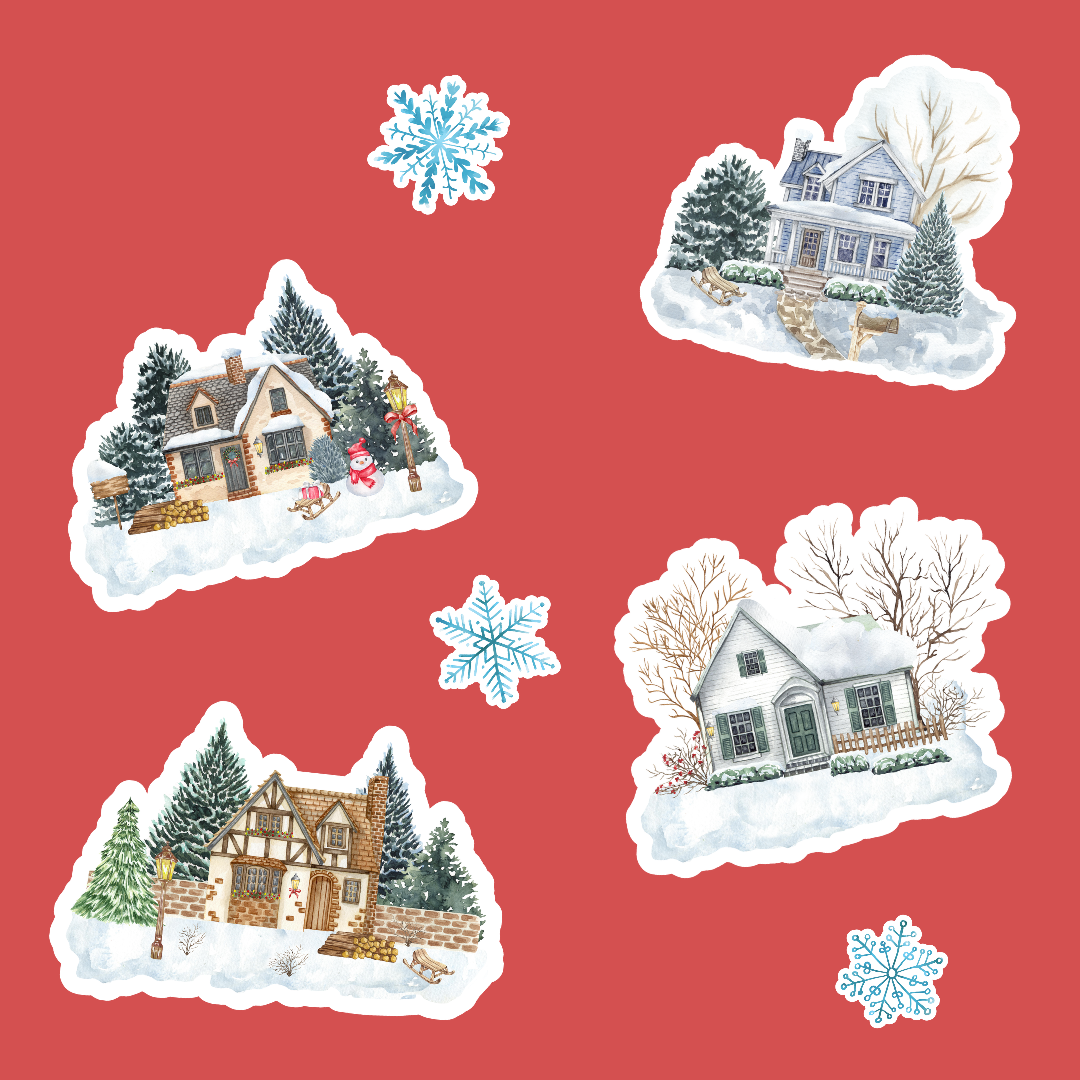 Hoja pegatinas Xmas Houses