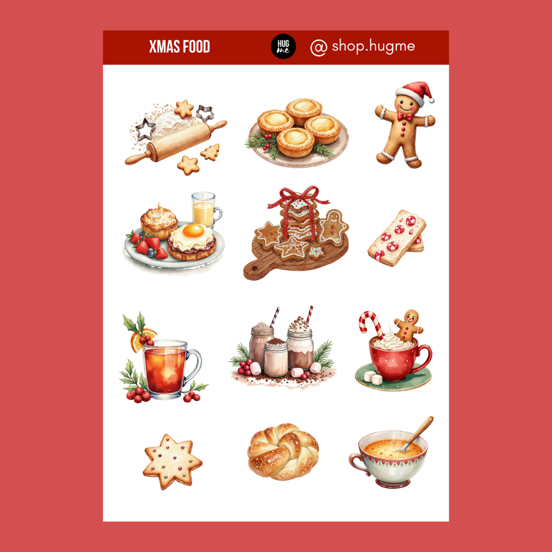 Hoja pegatinas Xmas Food