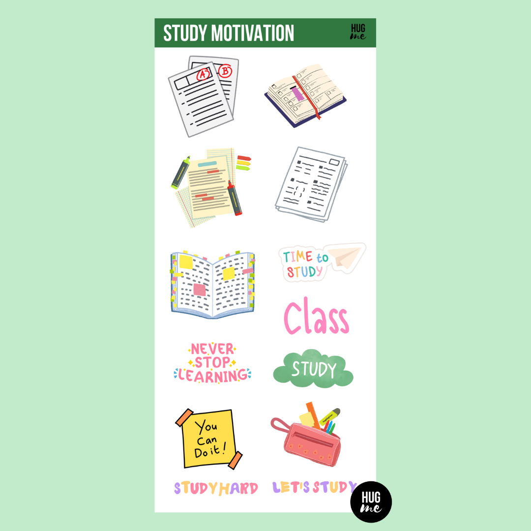Hoja pegatinas Study Motivation