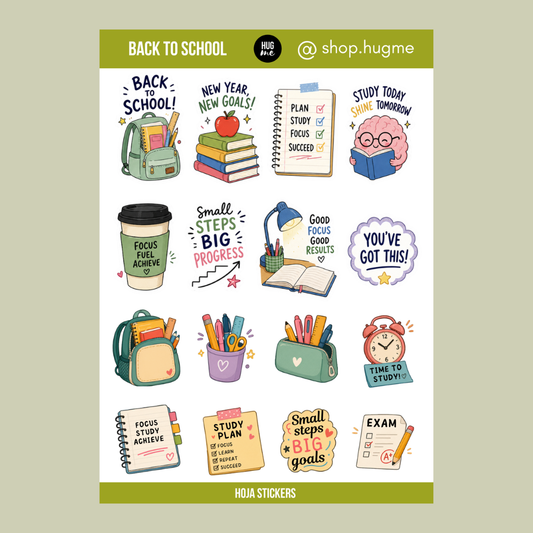 Hoja pegatinas Back to school Motivation