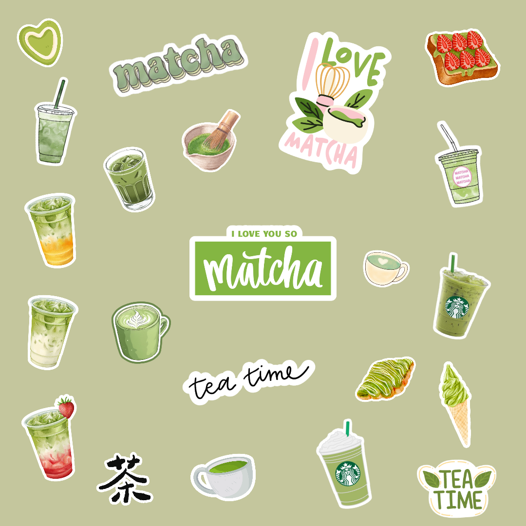 Hoja pegatinas Matcha