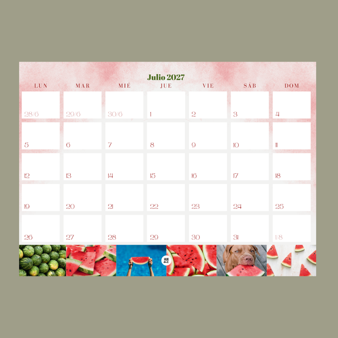 Calendario Mensual 2027 A4