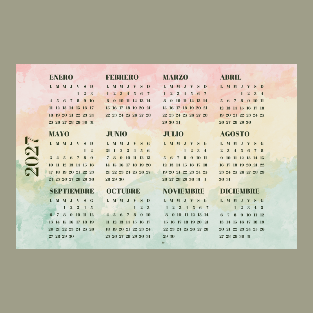 Calendario Mensual 2027 A4