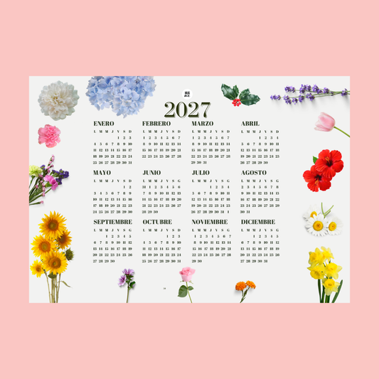 Calendario Anual 2027 A4 Flores