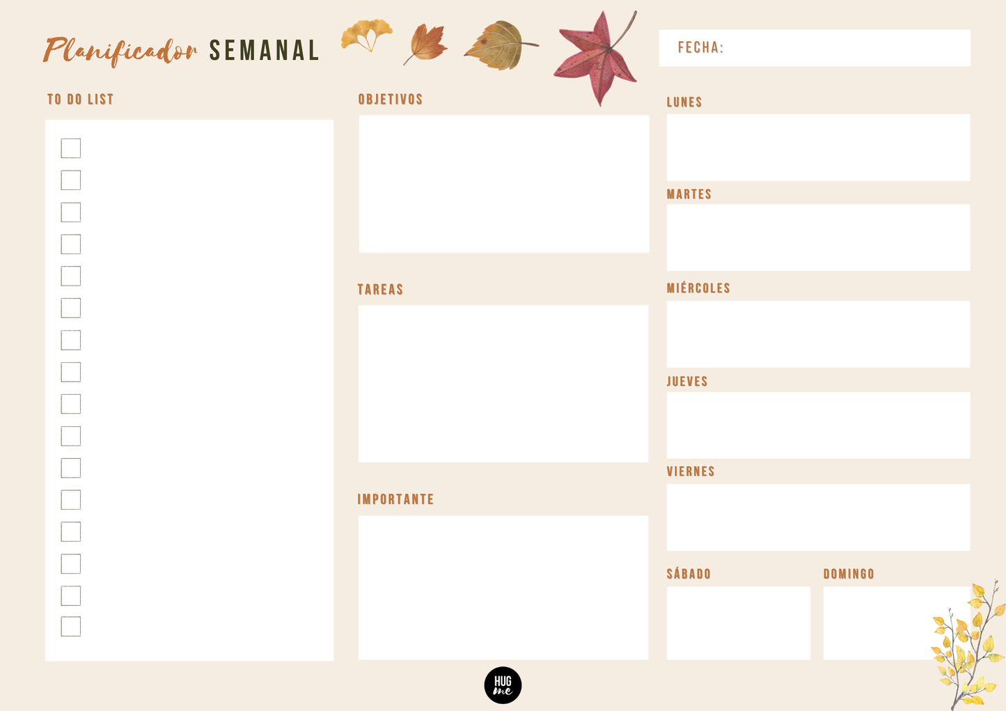 Planificador semanal A4