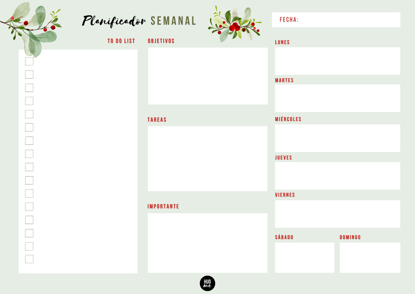 Planificador semanal A4