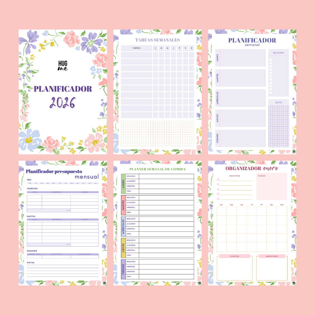 Planificador mensual Floral