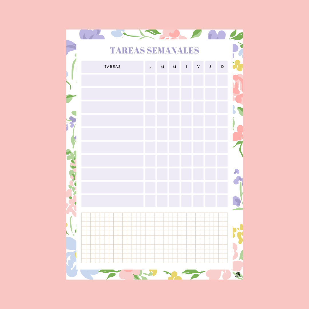 Planificador mensual Floral