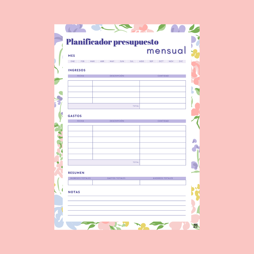 Planificador mensual Floral
