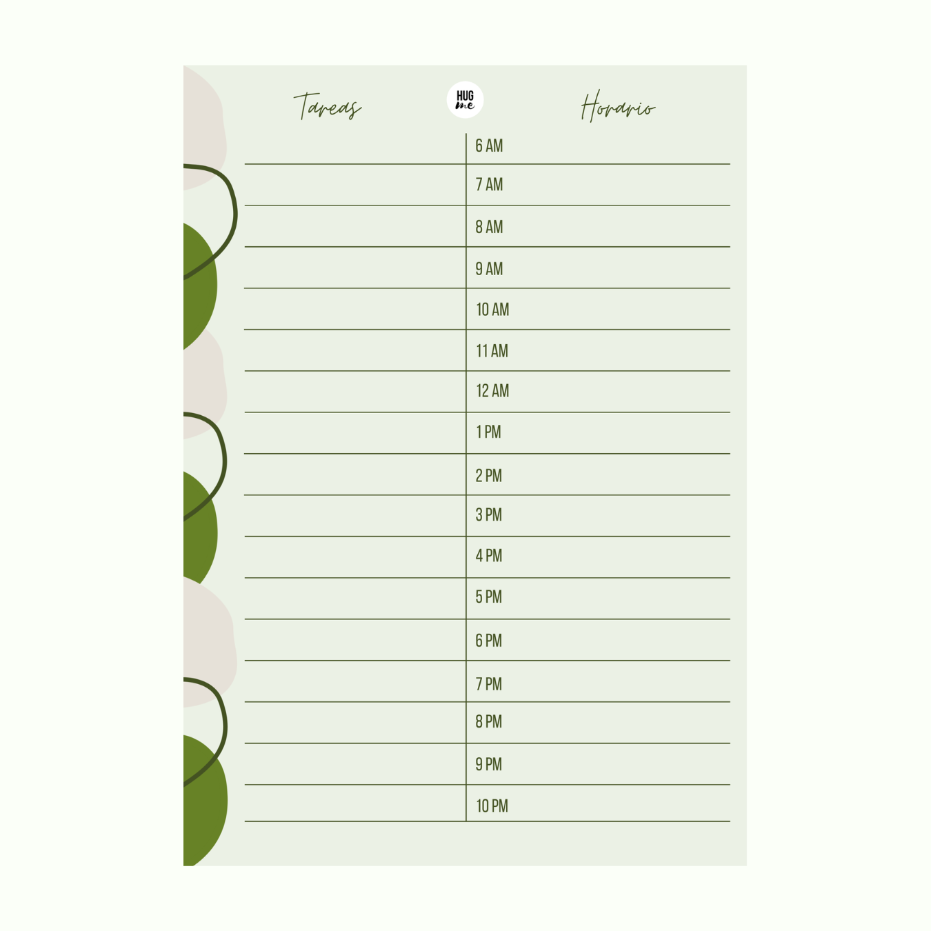 Horario y tareas del Día A5