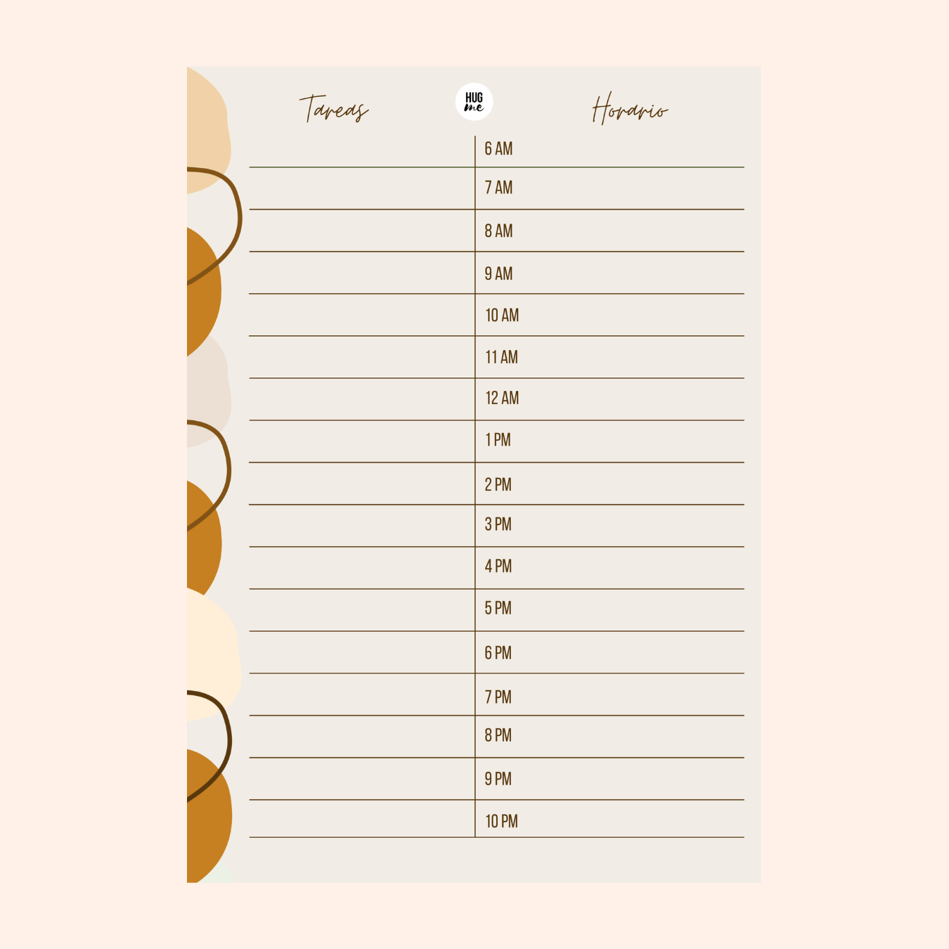 Horario y tareas del Día A5